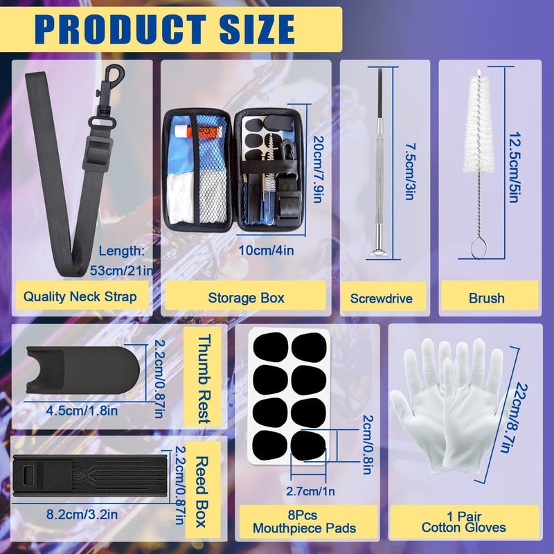 Mereido Saxophone Sax Cleaning kit with Case，Cork Grease,Swab,Cleaning Cloth and More Workable for Wind & Woodwind Struments Clarinet Flute Cleaner Maintenance Kit - Image 3